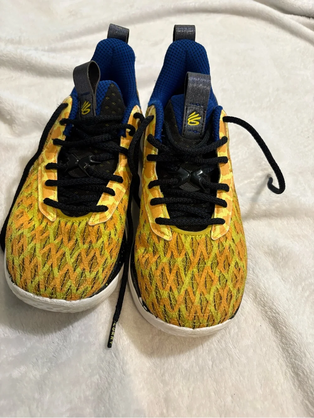 Under Armour Blue and Yellow Kids' Athletic Shoe